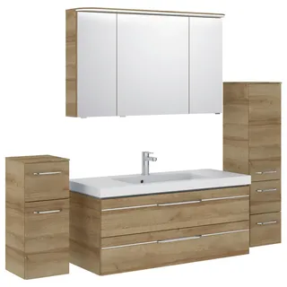 Pelipal Badezimmer , Eichefarben , Holzwerkstoff , 5-teilig , 9 Fächer , 2 Schublade(n),5 Schublade(n) Schubladen , 183 cm , Made in Germany , hängend, Typenvielfalt , Badezimmer, Badmöbelsets & Badmöbelserien, Badmöbel-Sets