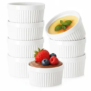 WERTIOO Creme Brulee Schälchen, 8 Stück, 8oz/237ml, Souffle Förmchen