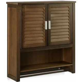 Hängeschrank Badezimmer - mit 2 Türen - 66 x 62 x 20 cm - Wandregal - dunkelbraun - Dunkelbraun