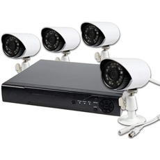Videoüberwachungs-Set mit 4 Kanälen Infrarot-Kameras und Verlängerungsnetzteilen