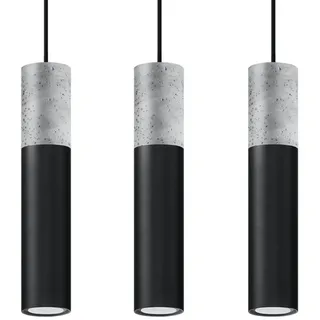 Hängeleuchte BORGIO 3L schwarz 3xGU10 10W Stahl/Beton 90x6x45cm Sollux Lighting - Schwarz