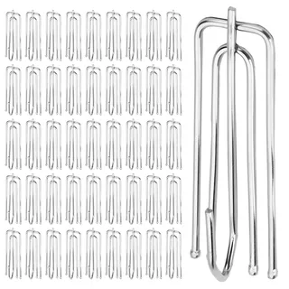 45 Stück Edelstahl Gardinenhaken, Vorhänge Haken, Heavy Duty Curtain Pleater Hooks, Edelstahl-Gardinenhaken mit 4 Zinken, Edelstahl-Vorhangfaltenhaken für Alle Zuhause Vorhänge