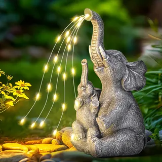 GIGALUMI Solar-Gartenstatuen, Elefantenfigur, Lichter für den Garten, einzigartige Geschenke für Mutter und Frauen, Terrassendekoration