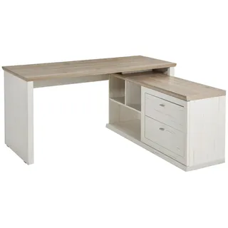 Hom ́in Eckschreibtisch Camron Grau / Weiß