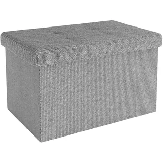Intirilife Faltbare Sitzbank 49x30x30 cm in FELS GRAU - Sitzwürfel mit Deckel und Stauraum aus Stoff mit Mulden - Sitzcube Fußablage klappbare Aufbewahrungsbox Truhe Sitzhocker