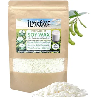 Ilmkerze Premium Sojawachs Flocken 900 g | natürlich | nachhaltig | palmölfrei | Kerzenwachs für DIY Kerzen in Gläsern Dosen Schalen Behältern - Größen bis 20 kg