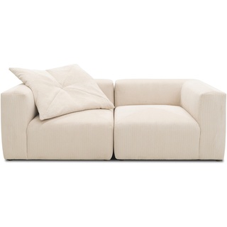 DOMO. collection Sofa Malia, Cord Modul-Sofa, 2-Sitzer aus zwei Ecksesseln, Bigsofa, Modul-Couch, 2 Einzel-Polsterelemente, 2er Couch, 216 x 108 x 69 cm (BxTxH), beige