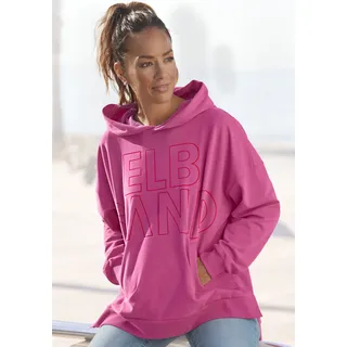 Kapuzensweatshirt ELBSAND "Lioba", Damen, Gr. L (40), pink, angeraute Sweatware, Obermaterial: 95% Baumwolle, 5% Elasthan, unifarben, figurumspielend hüftlang, Sweatshirts Kapuzensweatshirt, im Oversize-Fit, Hoodie mit Tasche und Logodruck vorne