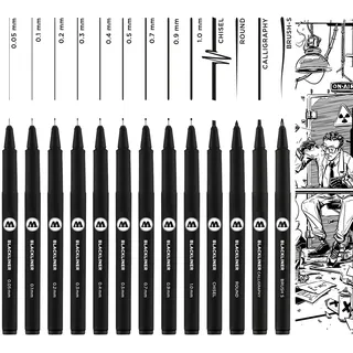 Molotow Blackliner Permanent Komplettset 13-teilig schwarz 13