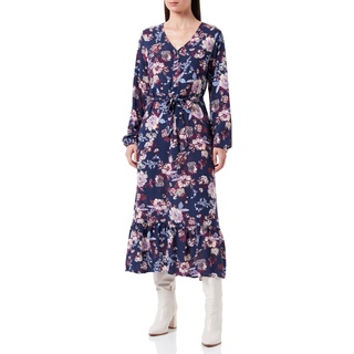 ONLY Damen Onlnova Life L/S Amy Long Dress PTM Kleid, Patriot Blue/AOP:341 Augusta Fleur, Large