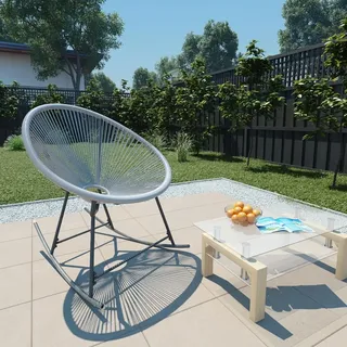 The Living Store Garten-Mond-Schaukelstuhl Grau Poly Rattan - Grau
