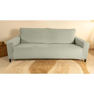 TRAMAS+ Stretch Sofabezug für 2-Sitzer (145–178 cm) – Elastische Sofahusse in Salbeigrün – Perfekter Sitz, rutschfest, Vollständiger Schutz für Sofa mit Armlehnen - Verde seco