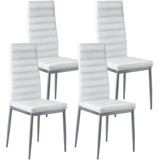 Vevor Esszimmerstuhl gepolstert Leder weiß 4 Stk.