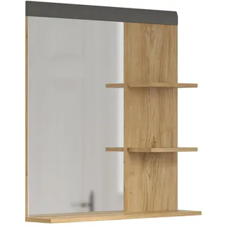trendteam smart living - Blanshe - Wandspiegel - Eiche/Grau - Flurspiegel mit 3 Ablagen - (BxHxT) 79 x 85 x 16 cm - Spiegel für den Flur