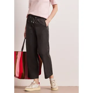 Paperbag-Hose STREET ONE, Damen, Gr. 38, Länge 28, schwarz (deep earth (länge 28)), Web, Obermaterial: 98% Baumwolle, 2% Elasthan, unifarben, loose fit knöchelfrei, Hosen Paperbag-Hose, mit elastischem Bund