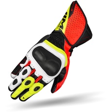 SHIMA ST-3 Motorradhandschuhe Herren - Touchscreen, Sommer, Sport Leder Handschuhe mit Carbon Knöchelprotektor, Handflächen- und Fingerschieber, Verstärkte Handfläche (Fluo, XXL)