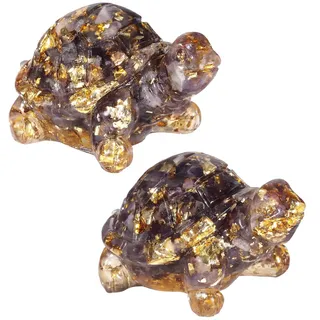 Nupuyai 2 STK. Amethyst Stein Schildkröte Figur Edelstein Feng Shui Deko | Geld Schildkröte Edelstein Statue, Feng Shui Figur, Glücksbringer Heilstein, Kristall Tier Deko für Garten Haus Auto