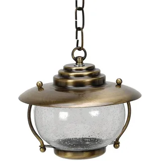 Pendelleuchte PYRGOS Messing Glas Ø23cm IP43 E27 Maritimer Stil Außen