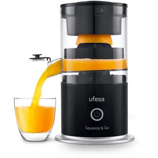 Ufesa Squeeze & Go, Zitruspresse Elektrisch mit USB-C wiederaufladbar, Tragbares, Orangenpresse, Zitronenpresse, Limettenpresse, 1500mAh Akku, 220 ml, BPA-frei