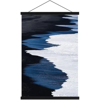 Sanauto B2 Posterleiste Posterschiene Posterleisten 50CM, Magnet Magnetische Holz Poster Aufhänger Halter Rahmen Leisten Bilder Bild Bilderleiste Bilderrahmen 50x70 50x100 50x75 (50cm, Schwarz)