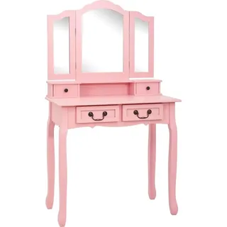 vidaXL Schminktisch-Set mit Hocker Rosa 80×69×141 cm Paulowniaholz - Rosa