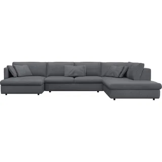 FLEXLUX Wohnlandschaft "Lovane, u-Form, bequem und komfortabel" Weich & anschmiegsam, große Sitztiefe auf Kaltschaum, Dekokissen inkl., navy blau