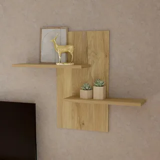 Forte BACCIO Wandregal 100, modernes Wandpaneel mit Ablage, Holzwerkstoff, Mauvella Eiche Holzdekor, 104,8 cm breit x 80 cm hoch x 21,9 cm tief