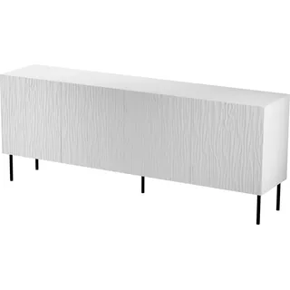 Furniture24 Sideboard 190 cm JUNGLE mit 4 Türen Kommode Wohnzimmerschrank Schrank Weiß - Weiß
