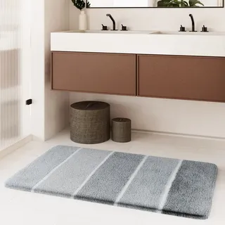 Homie Living Badematte »Rio Marina« Höhe 30 mm rutschhemmend beschichtet fußbodenheizungsgeeignet   schnell trocknend flauschiger Badteppich, modern gestreift, waschbar, Badezimmerteppich