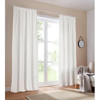 Vorhang OTTO HOME "Parry mit Kräuselband, 2er Set, blickdicht, Topseller" Gr. 1, beige (natur), B:140cm H:145cm, Polyester, Recyceltes Material, Gardinen, Vorhang, 2-er Set, blickdicht, monochrom, basic, einfarbig, Bestseller, Topseller