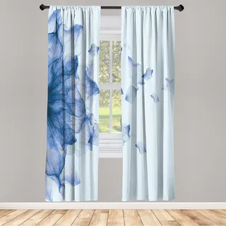 ABAKUHAUS Blume Vorhänge 2 Panel Set für Wohnzimmer Schlafzimmer Dekor, Abstrakt Themed Modern Futuristisches Bild Mit Wasser Wie Farbigen Grafik Druck, 150 cm x 175 cm, Azure Blau - Blau