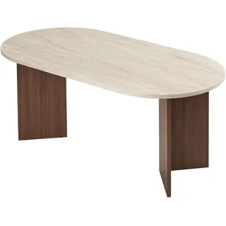 HANAH Home Moderner Esstisch 180 x 90 x 75 cm Travertine/Walnuss