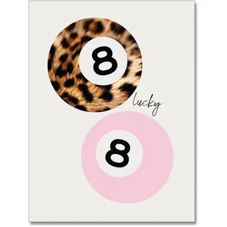 wayuwgan Leinwandbild, Motiv: 8 Kugeln, Leopardenmuster, Retro, Glücksmädchen-Poster, flippiges Pink, Y2K, ästhetisches Gemälde für Mädchen, Wohnung, Schlafzimmer, Wanddekoration, 30,5 x 40,6 cm