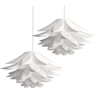 kwmobile 2x DIY Puzzle Lampe Lampenschirm - Lotus Design Schirm Deckenlampe Pendelleuchte Hängelampe Stehleuchte - Flower Puzzlelampe max. Ø 50cm Weiß