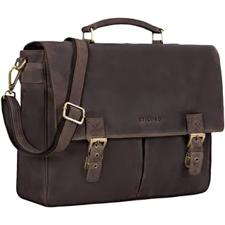 STILORD "Toledo Vintage Aktentasche Herren Leder Schwarz Arbeitstasche Große Businesstasche Lehrertasche Echtleder Bürotasche Männer Ledertasche mit Laptopfach 15.6 Zoll