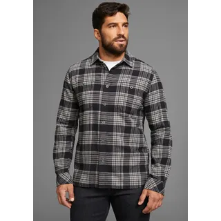 Flanellhemd MAN'S WORLD, Herren, Gr. XL (43/44), N-Gr, schwarz (anthrazit kariert), Flanell, Obermaterial: 100% Baumwolle, kariert, regular fit, Hemden Flanellhemd, mit Brusttasche