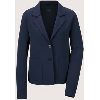 Outdoorjacke MADELEINE "Kurzblazer Trendiger Blazer mit grafischem Muster", Damen, Gr. 38, blau (marine), Obermaterial: 74% Baumwolle CO. 21% Polyester PES. 5% Elasthan EL., Modern, normal, Jacken Outdoorjacke