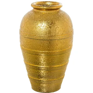 DRW Bodenvase aus Keramik, goldfarben, 26 x 26 x 40 cm
