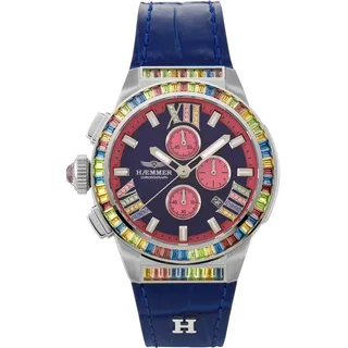 HAEMMER GERMANY Chronograph »GLORIOUS« Quarzuhr, Damenuhr, Datum, Stoppfunktion, Saphirglas, Lederarmband, blau