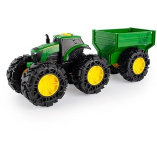 John Deere Tomy 47353 Treads Traktor Wagon, Monster Truck Spielzeug Rädern, Grünes Kinderspielzeug, für Jungen und Mädchen ab 3 Jahren, bis zu 38cm groß