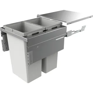 NABER 8012389 Abfallsammler COX CLAN 580/500-2 mit 70 Liter Volumen / für 50 cm Schrankbreite - Silber, Hellgrau