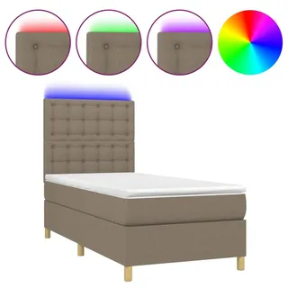 vidaXL Boxspringbett mit Matratze & LED Taupe 90x200 cm Stoff - Taupe