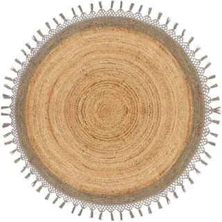 Beliani Teppich geflochten Marts 140/140 cm , Beige , Naturmaterialen , Rund , 140x140 cm , Teppiche und Böden, Teppiche, Webteppiche