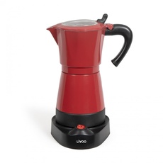 Bild Livoo, Italienische Kaffeemaschine DOD117RC, elektrisch, Rot und Schwarz, aus Metall, 300 ml für 6 Tassen, Leistung 480 W