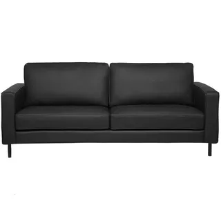 Beliani 3-Sitzer-Sofa Echtleder Schwarz Savalen , Leder , 204x87x91 cm , Wohnzimmer, Sofas & Couches, Sofas, 3-Sitzer Sofas