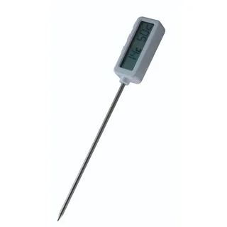 KitchenCraft 2-in-1 Küchenthermometer und Timer, Thermometer für Braten und Tiefkühlkost, Grill-, Braten-, und Fleischthermometer Kabellos, Kochthermometer Digital, Spitze Sonde, Weiß