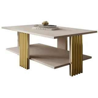 lookway Couchtisch Saphira Gold Beige 100 x 40 x 60 cm