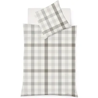 FLEURESSE Lech 3742 kariert Flanell grau 135 x 200 cm + 2 x 80 x 80 cm