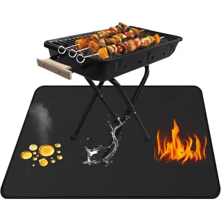 1PC Glasfasermatte Grillmatte, Feuerfeste & Hitzebeständige Unterlage für Holzkohle- und Gasgrill, 40x60cm Grillunterlage Bodenschutzmatte