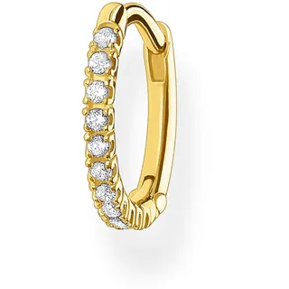 Thomas Sabo Einzel Creole weiße Steine gold, 925 Sterlingsilber, Clipverschluss CR659-414-14,